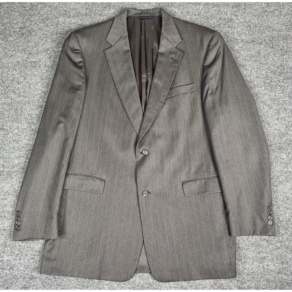 Burberry Men's Blazer Jacket Jack Henry Pure Wool Woolmark Gray Pinstripes 46XL